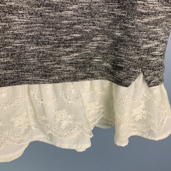 Francescas Gray Long Sleeve Lace Trim Blouse - Picture 2 of 6